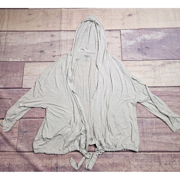 Torrid 5 Super Soft Hooded Cardigan Open Front Size 5X Heather Oatmeal Cream - Picture 4 of 8